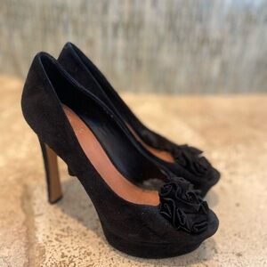 Elegant Black Suede Women's Heels